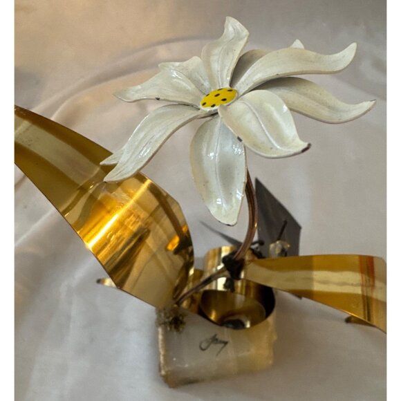 McM Metal Daisy Flower Sculpture By Mario Jason On Onyx Base - Picture 1 of 6